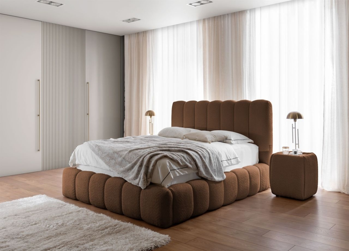 Polsterbett Doppelbett Set. 3 CARSON 120x200cm Stoff Catch Me Terracotta Bild 1