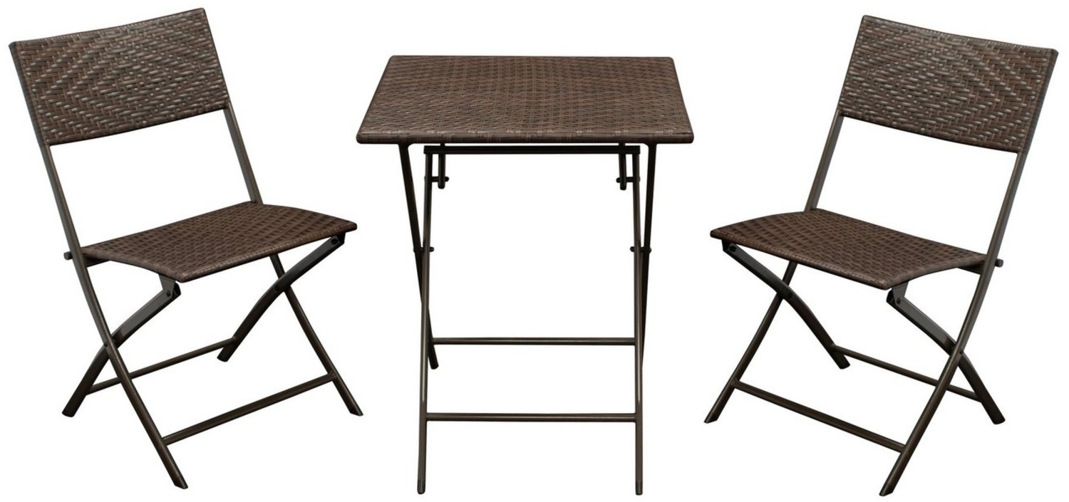 Bistroset ROSSANO 3-teilig klappbar, Metall + Polyrattan braun bicolor Bild 1