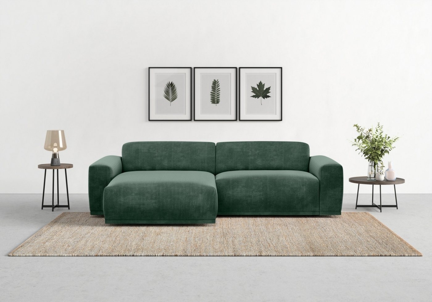 TRENDMANUFAKTUR Ecksofa Braga, mit hochwertigem Kaltschaum, L-Form, in Cord erhältlich, 2 Teile, modernes Sofa, Couch mit hohem Sitzkomfort, 255/72/160 cm (B/H/T) Bild 1