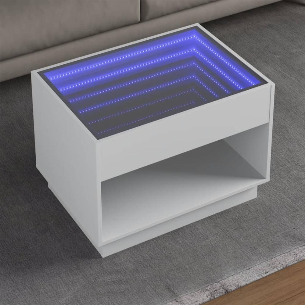 vidaXL Couchtisch mit Infinity-LED Weiß 70x50x50 cm 847658 Bild 1