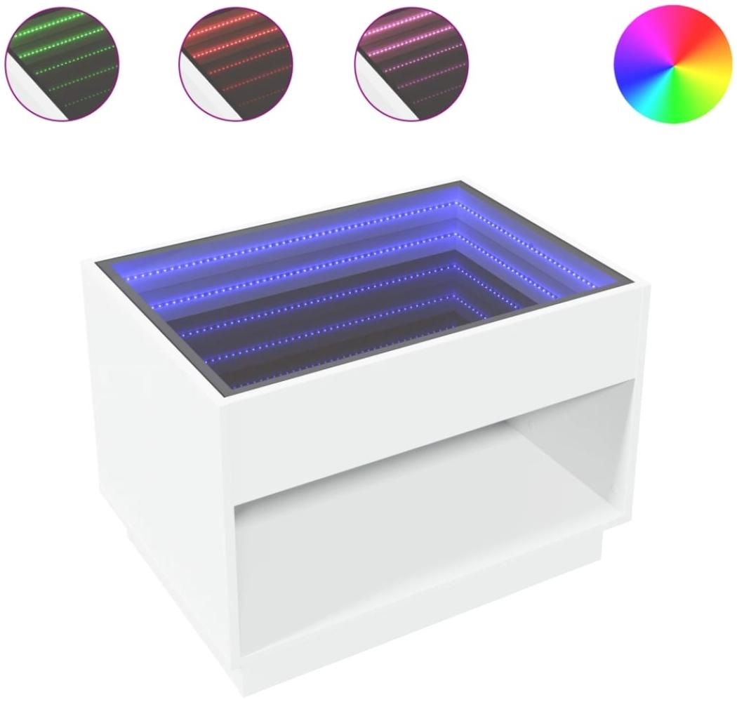 vidaXL Couchtisch mit Infinity-LED Weiß 70x50x50 cm 847658 Bild 1