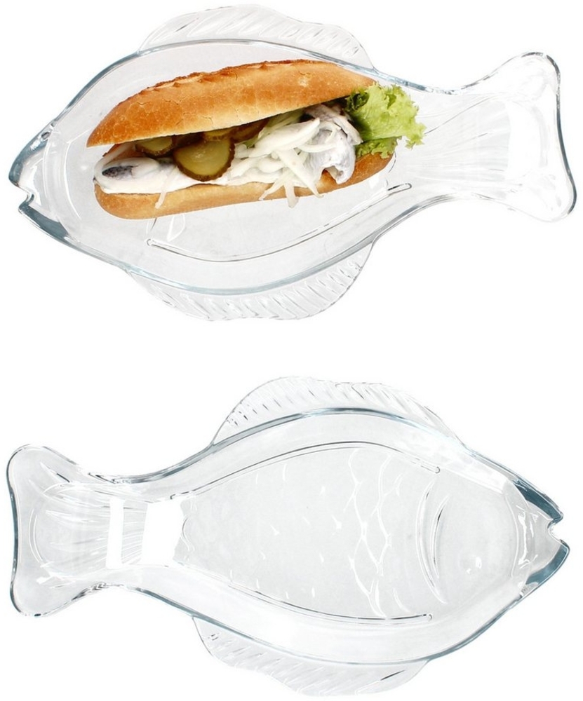 MamboCat Servierplatte 2x Fischplatte OSLO Gr. M LxB 29x16cm Glas Fisch-Relief Servier-Teller, Glas Bild 1