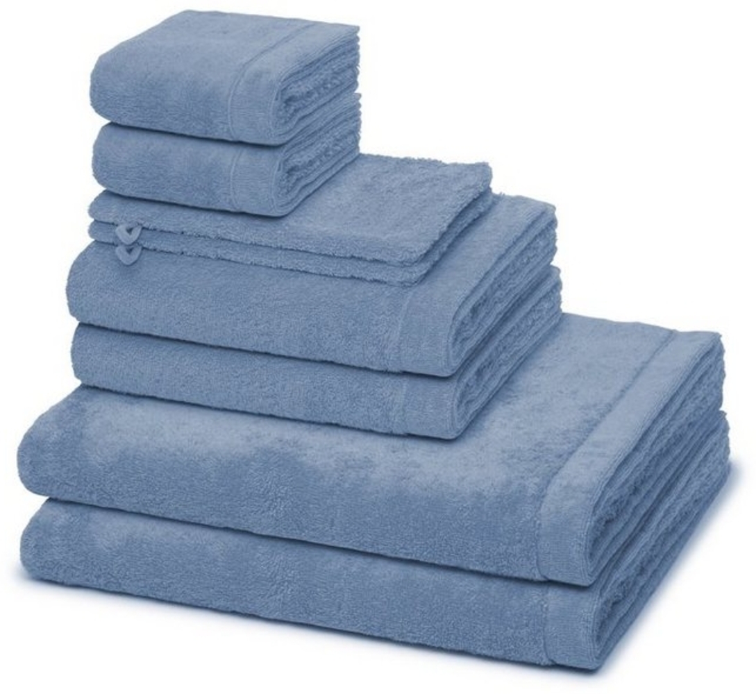 Cawö Lifestyle 8 tlg. Frottier-Set - 2 X Handtuch (50 X 100cm), 2 X Duschtuch (70 X 140cm), 2 X Gästetuch (30 X 50cm), 2 X Waschhandschuh (16 X 21cm) - 520 g/m2 - Sky Bild 1