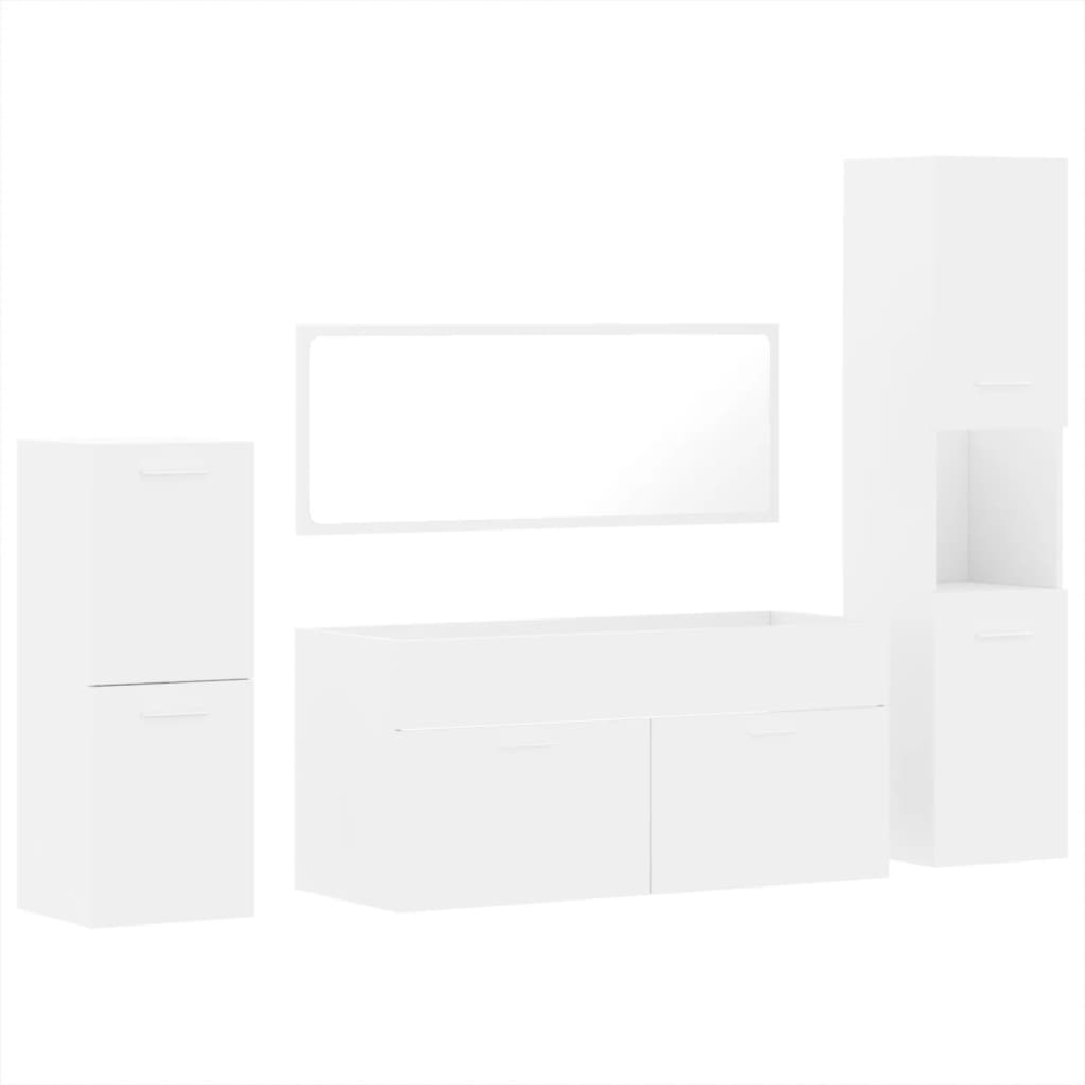 vidaXL 4-tlg. Badmöbel-Set Weiß Holzwerkstoff 3308521 Bild 1