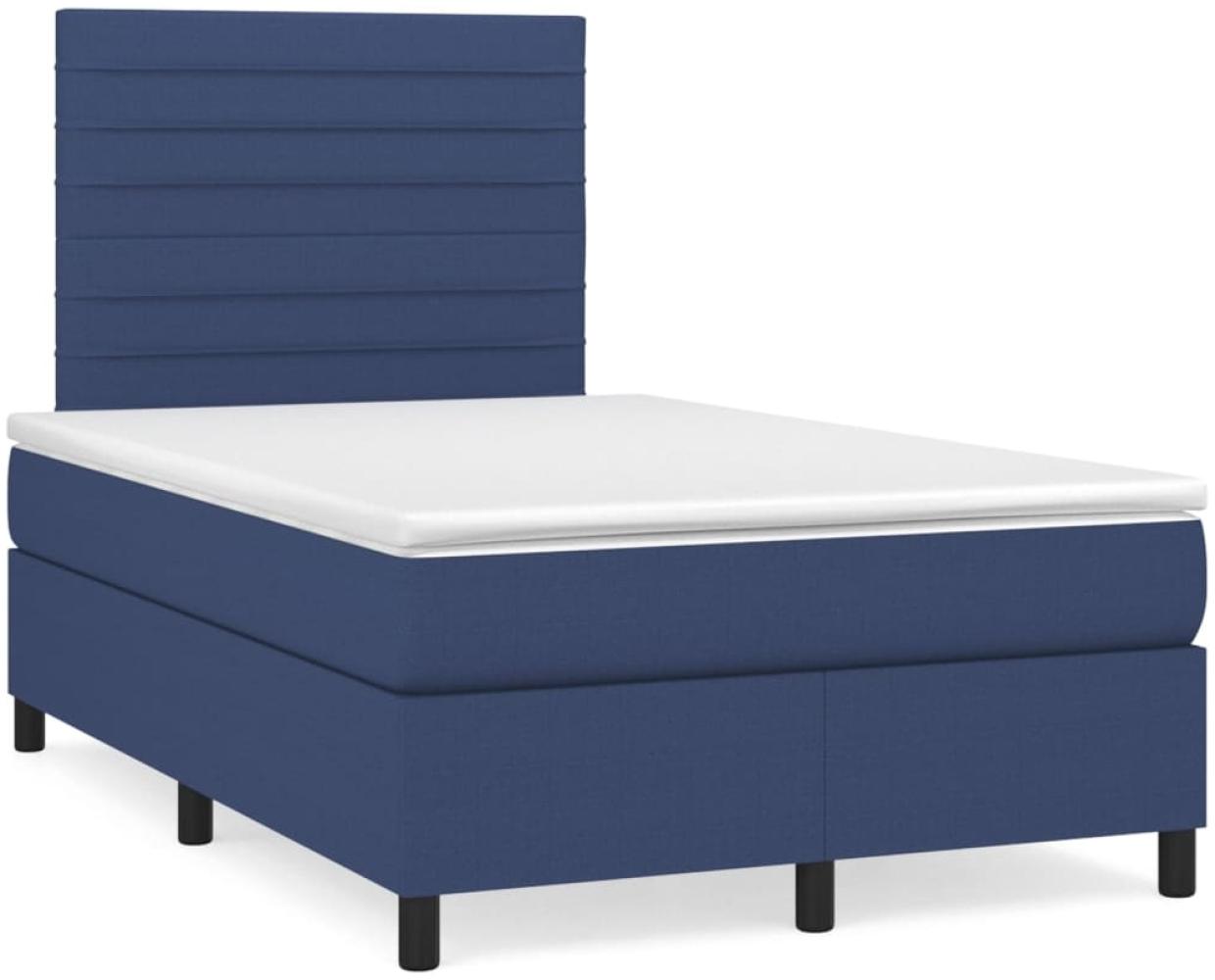 vidaXL Boxspringbett mit Matratze & LED Blau 120x190 cm Stoff 3270210 Bild 1