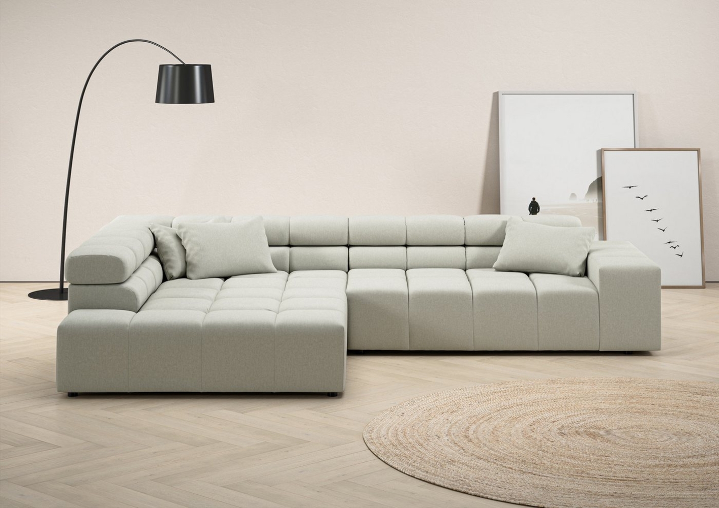 INOSIGN Ecksofa Ancona incl. Kopfteilverstellung, Zierkissen Breite 319cm, L-Form, wahlweise motorische Sitztiefenverstellung, auch in Cord + Easy Care Bild 1