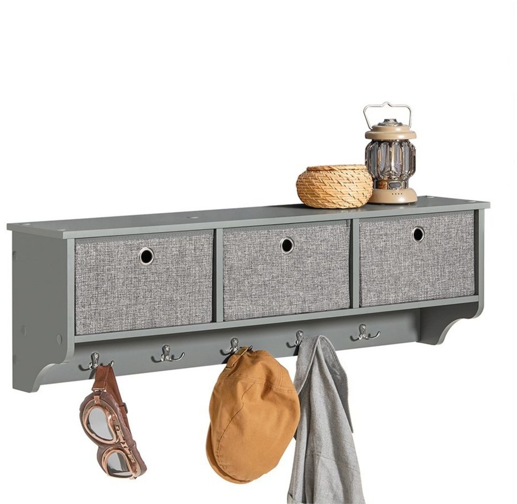 SoBuy Wandgarderobe FRG282, Flurgarderobe Kleiderhaken Hängeregal mit 3 Körben und 5 Haken Bild 1