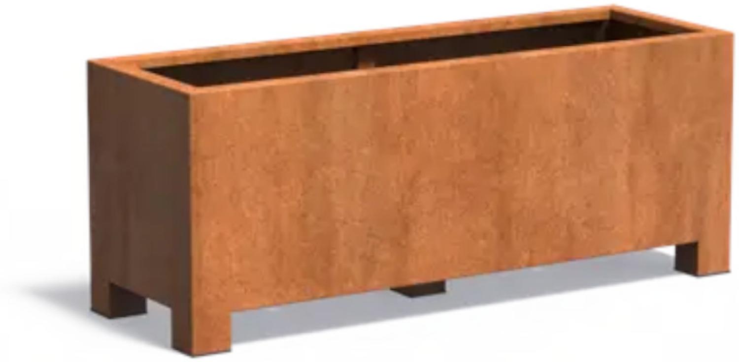 Adezz Pflanzgefäß Carrez mit Füßen aus Corten-Stahl Pflanzkübel Größe 150x50x60 cm Bild 1