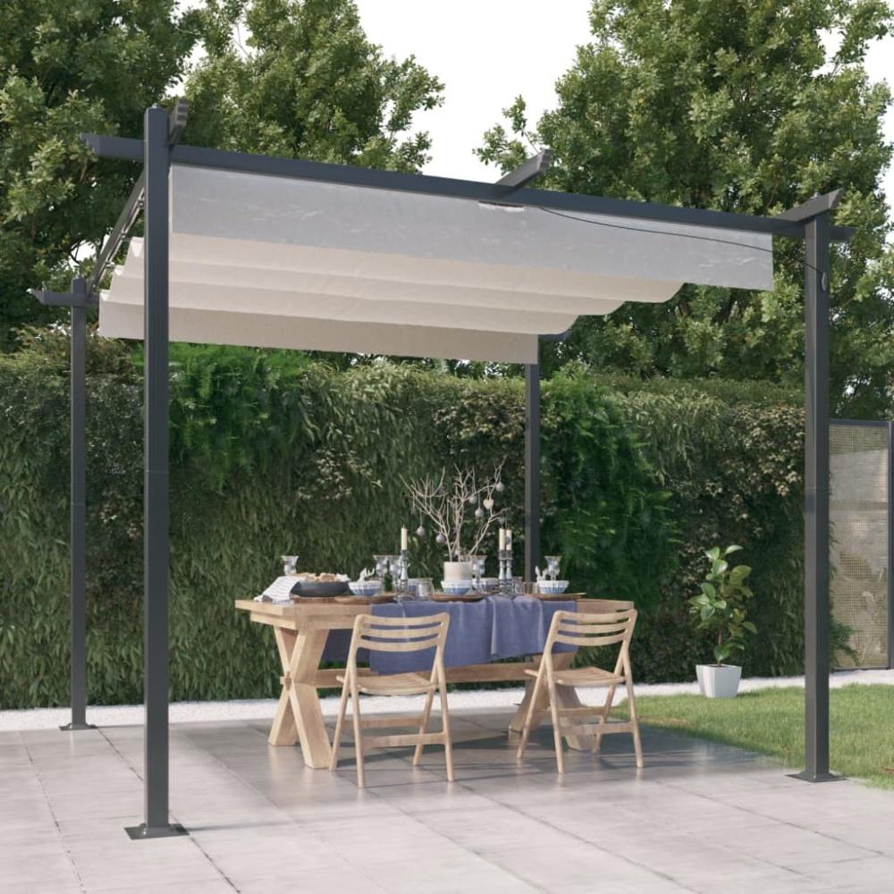 vidaXL Pavillon mit Ausziehbarem Dach 3x3 m Creme 318534 Bild 1