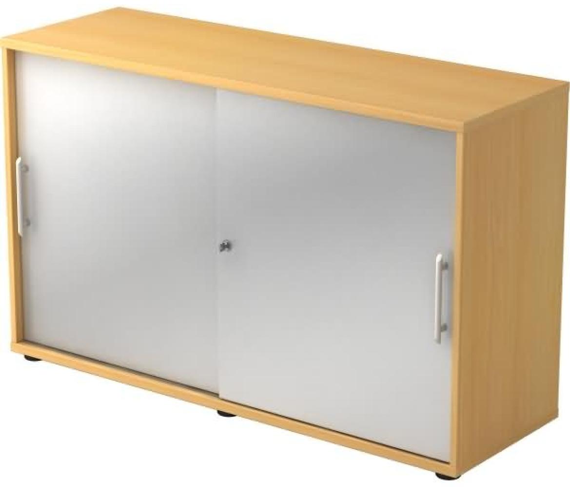 Schiebetürschrank 2 Ordnerhöhen, 120cm RE Buche / Silber Bild 1