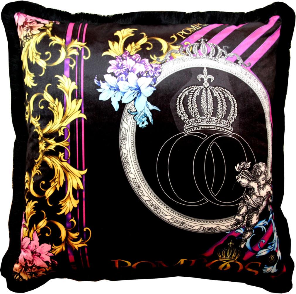 Riesiges XXL Luxus Barock Kissen Purple / Black Pompöös by Casa Padrino von Harald Glööckler 80 x 80 cm mit funkelnden Glitzersteinen Bild 1