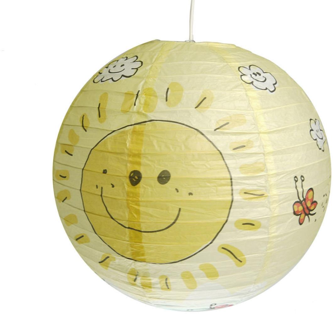 Kinder Papierlampe SONNEN Motiv Lampenschirm Ø40cm Pendelleuchte mit Aufhängung Bild 1