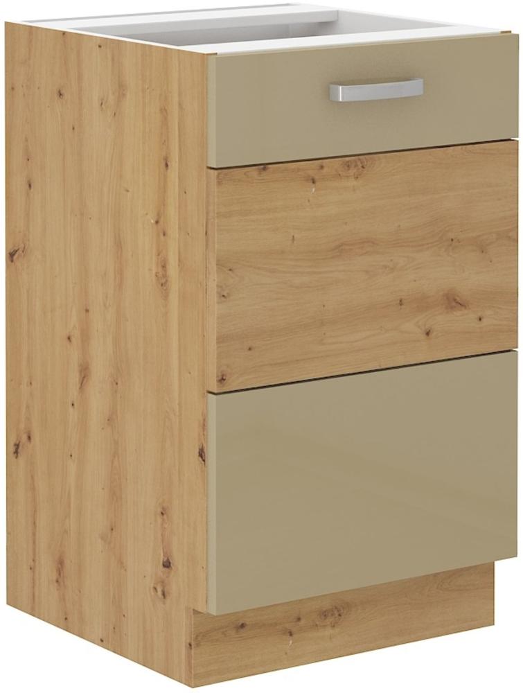 Spülenschrank 50 cm Eiche Artisan Cappuccino Glanz Küchenzeile Küchenblock Küche Bild 1