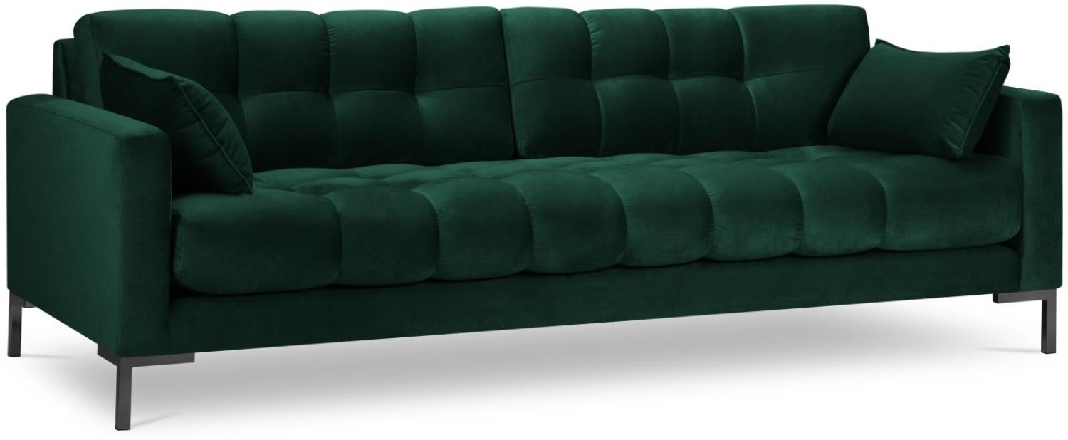 Micadoni 4-Sitzer Samtstoff Sofa Mamaia | Bezug Bottle Green | Beinfarbe Black Metal Bild 1