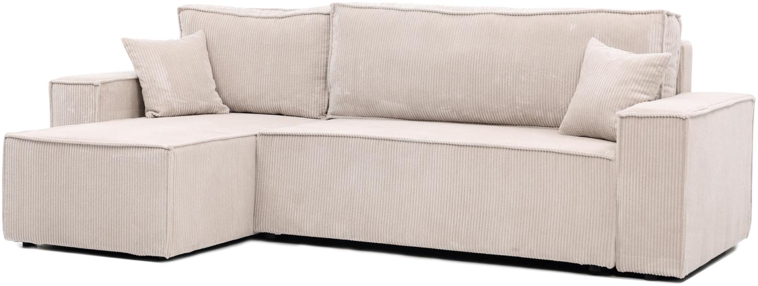 GrekPol 'Paris' Ecksofa mit Schlaffunktion, Samtstoff Beige Bild 1