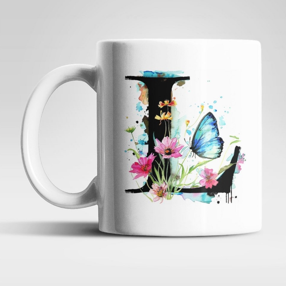 WS-Trend Tasse Name A bis Z Blumen Schmetterlinge Kaffeetasse Teetasse Geschenkidee, Keramik Bild 1