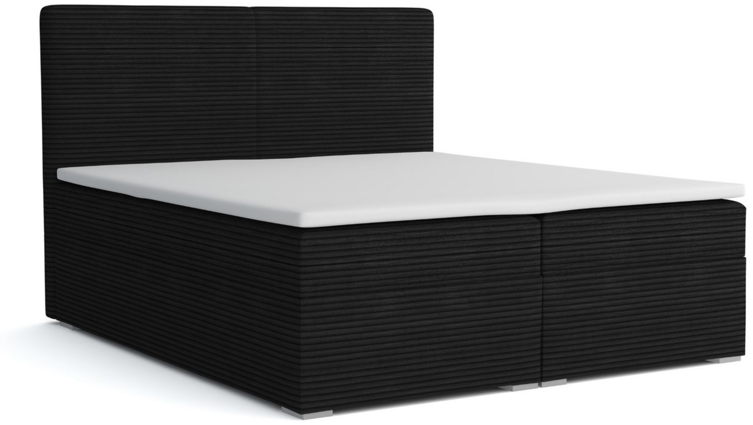 Deine Möbel 24 Boxspringbett LOFT III Boxspring Komplettbett Polsterbett Bonellfederkernmatratzen (Schwarz Graphit, 3-St, Boxbett Cord Cord-Samt 120x200 140x200 160x200 180x200 200x200), inkl. Bettkasten Topper Matratzen H3 H4 Beige Creme Grau Bild 1