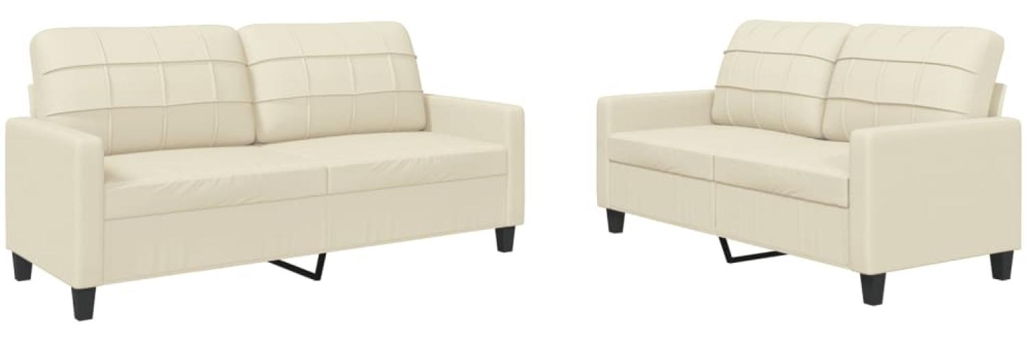 vidaXL 2-tlg. Sofagarnitur mit Kissen Creme Kunstleder 3201359 Bild 1