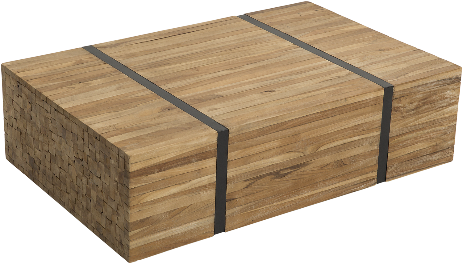 Couchtisch Teakholz hellbraun rechteckig 69x110 cm rollbar GANDER Bild 1