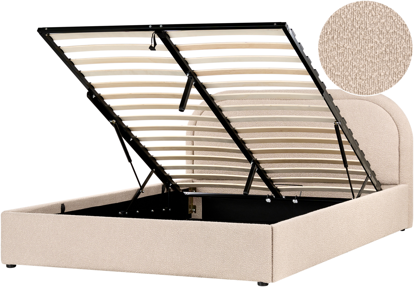 Bett mit Stauraum Bouclé QUILLIEN 160 x 200 cm Beige Bild 1