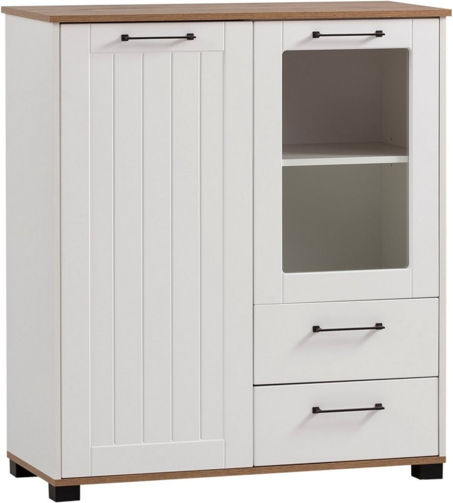 Schildmeyer Highboard Jelda, Breite 99 cm, Fronten in Landhausoptik, Tür rechts mit Glaseinsatz Bild 1