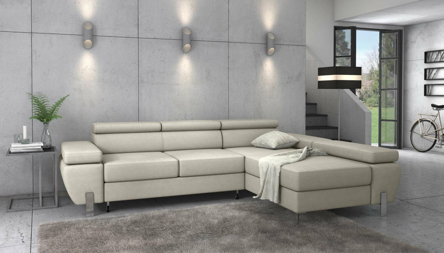 Stylefy Fressa Ecksofa Rechts Struktur Weiß Bild 1