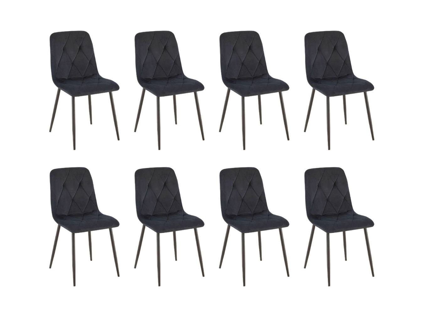 Esszimmerstuhl 8er Set Samt mit Metallgestell in Schwarz Polsterstuhl Modern Elegant, 45 x 87 x 41 cm Bild 1