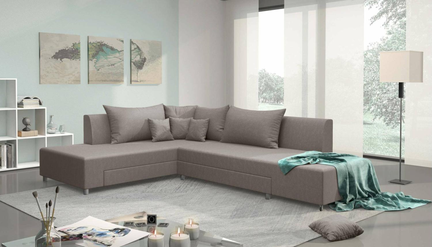 Stylefy Livia Ecksofa Hellbraun Velours Bild 1