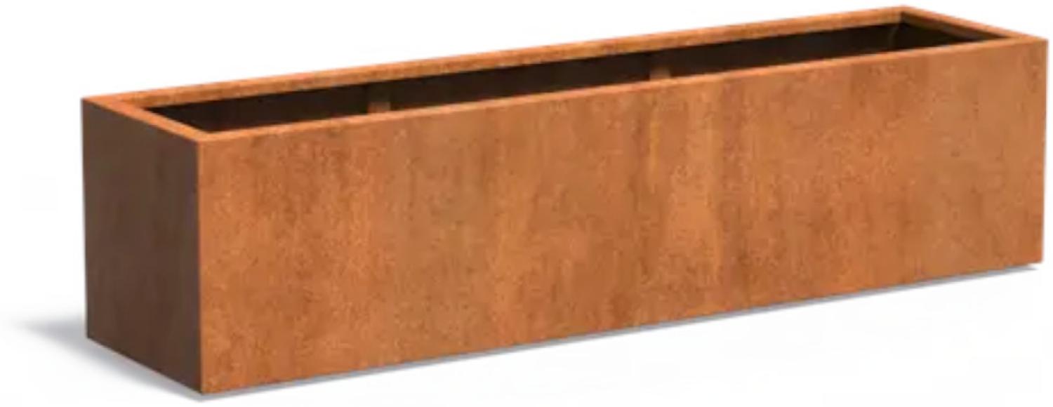 Adezz Pflanzgefäß Carrez Standard Rechteck aus Corten-Stahl Pflanzkübel Größe 200x50x50 cm Bild 1