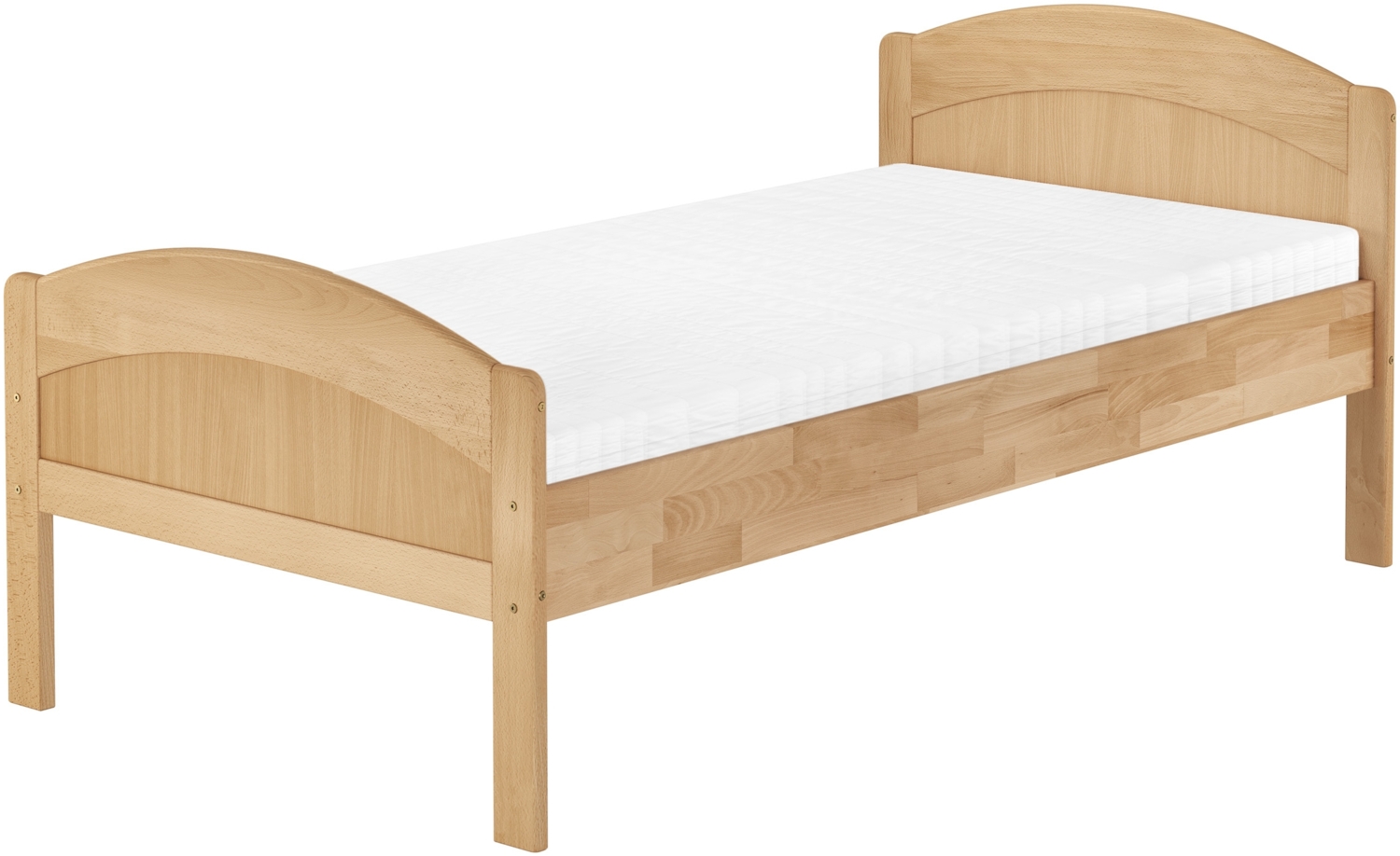 Massivholzbett geschwungenes Seniorenbett Buche natur 90x200 Holzbett Matratze 60.75-09 M Bild 1