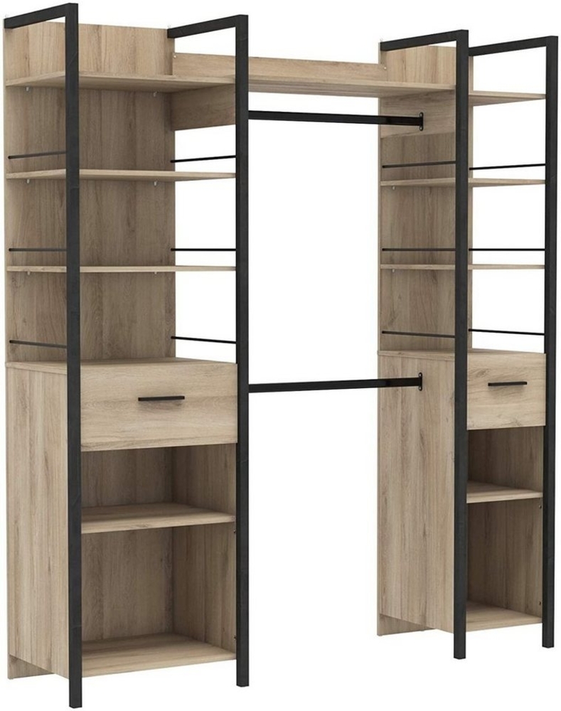 habeig Kleiderschrank Kleiderschrank begehbar offen Garderobe Schrank Regal Braun Schwarz Bild 1