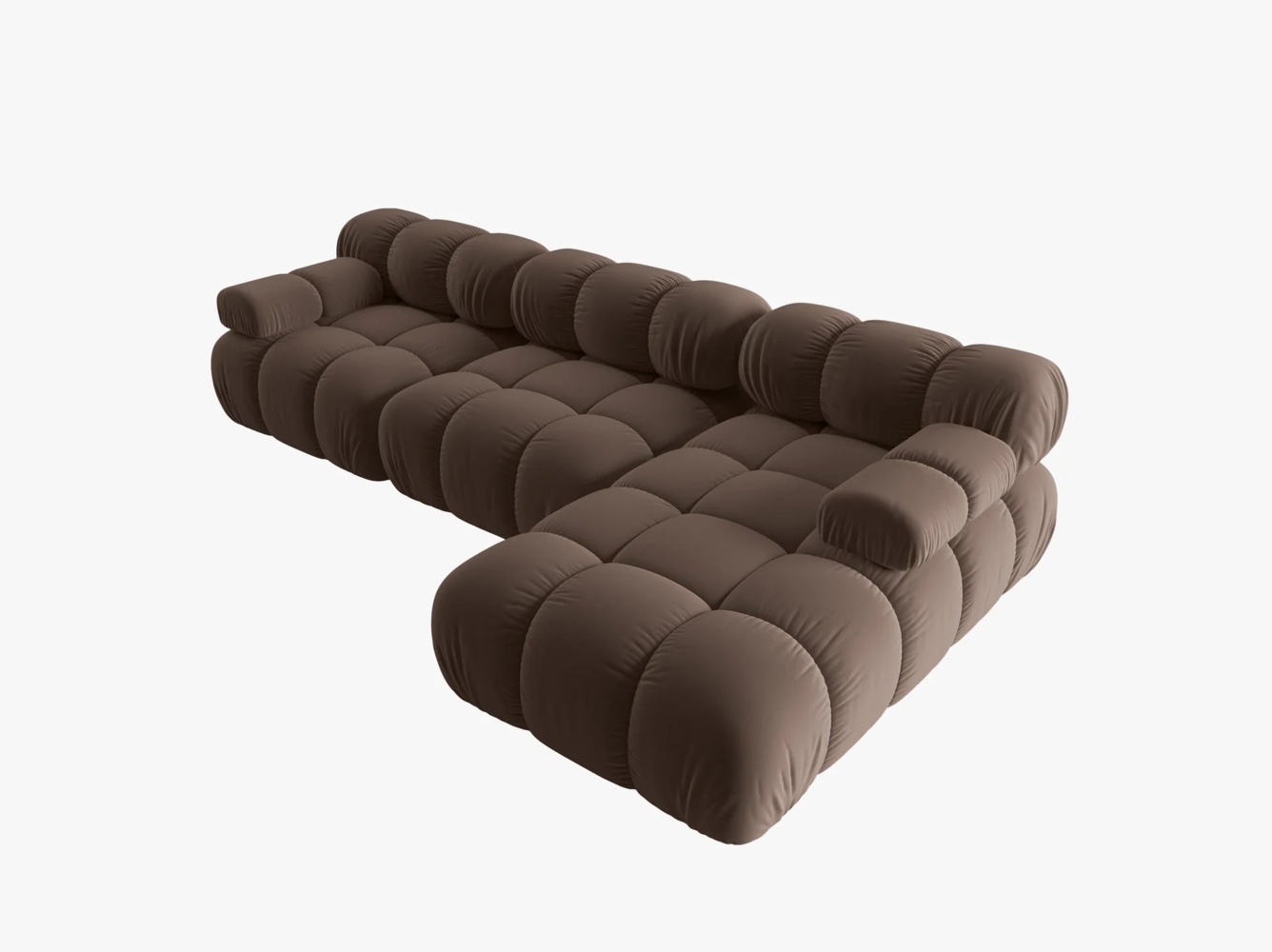 Micadoni Modulares Ecksofa Bellis 4-Sitzer Rechts Samtstoff Riviera Braun Bild 1