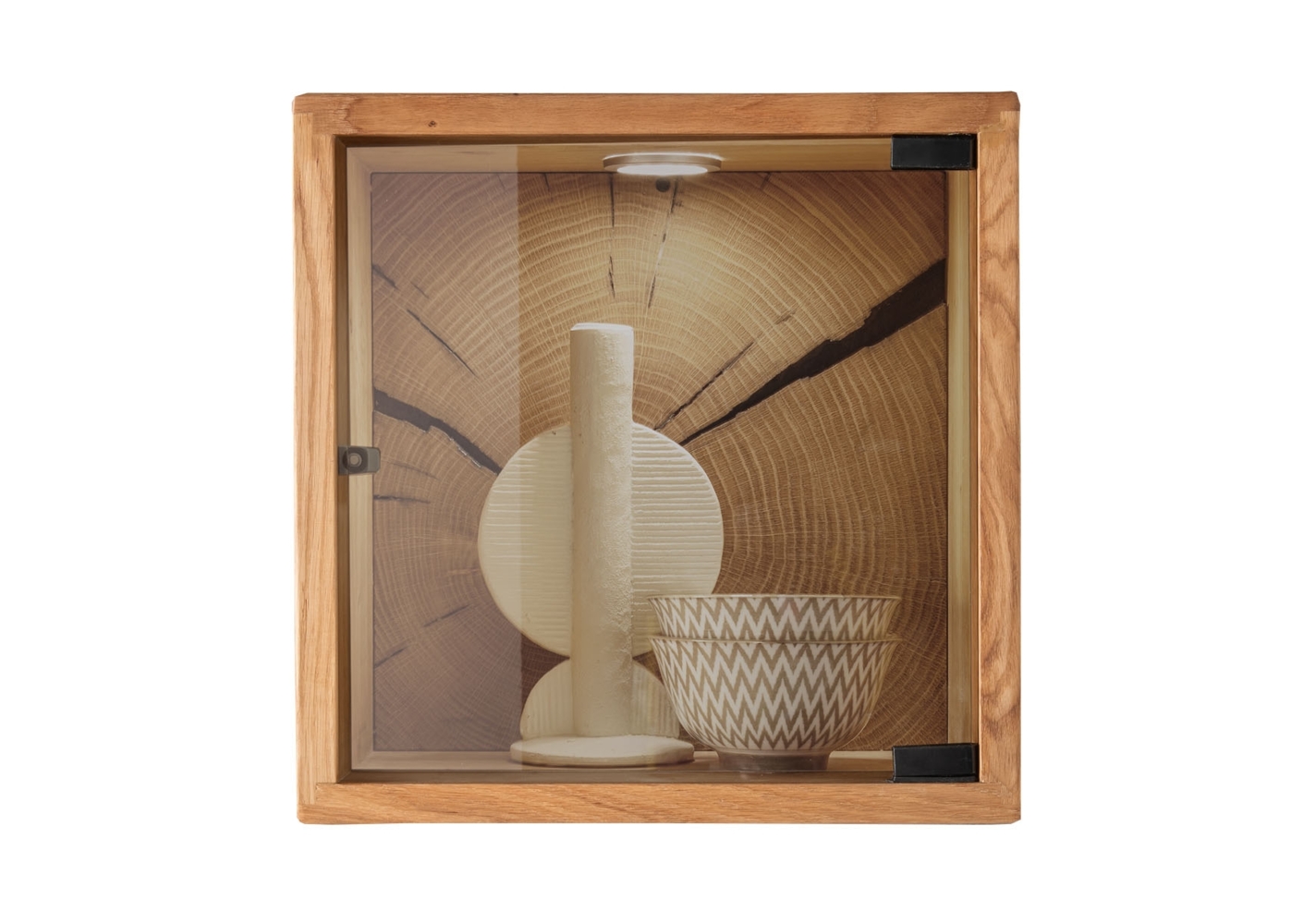 Wandregal >KM-0660< in braun aus Wildeiche massiv geölt - 34x34x20cm (BxHxT) Bild 1