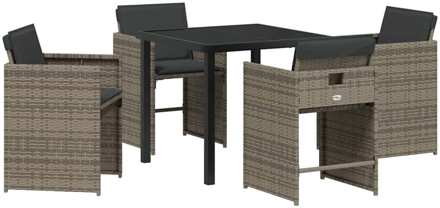 vidaXL Garten Essgruppe mit Kissen 5 pcs Grau Poly Rattan 3379980 Bild 1