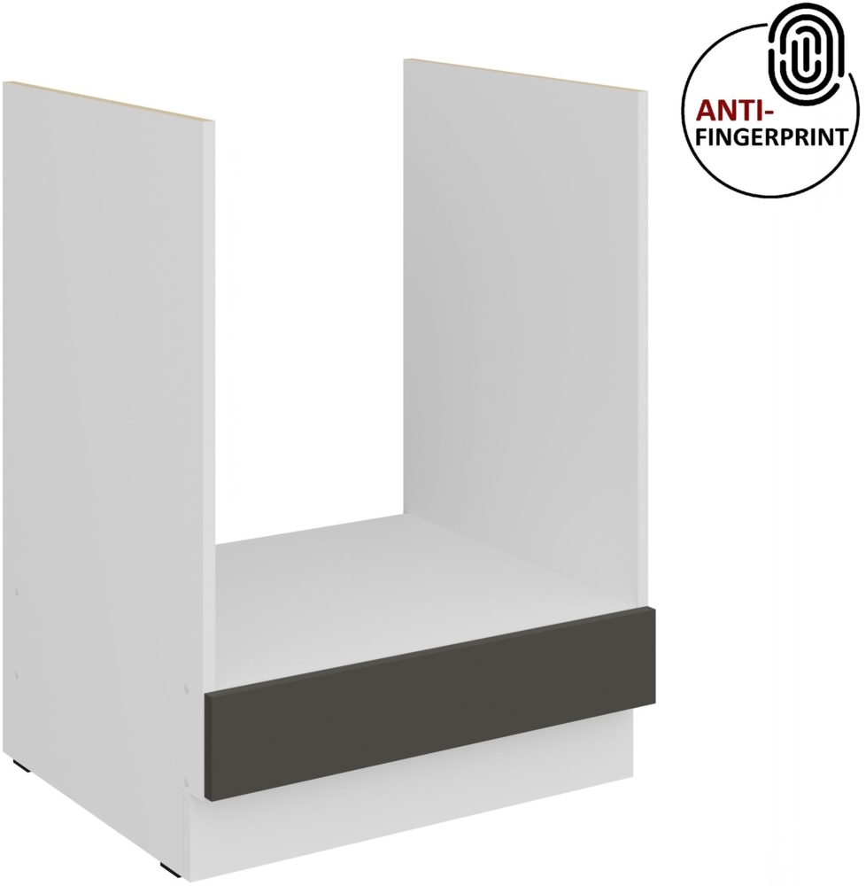 Küchen Herdunterschrank 60 cm Küche ARIA Graphite ultra matt + Weiss matt, hochwertige Fronten mit Anti Fingerprint Beschichtung Küchenzeile Küchenblock Bild 1
