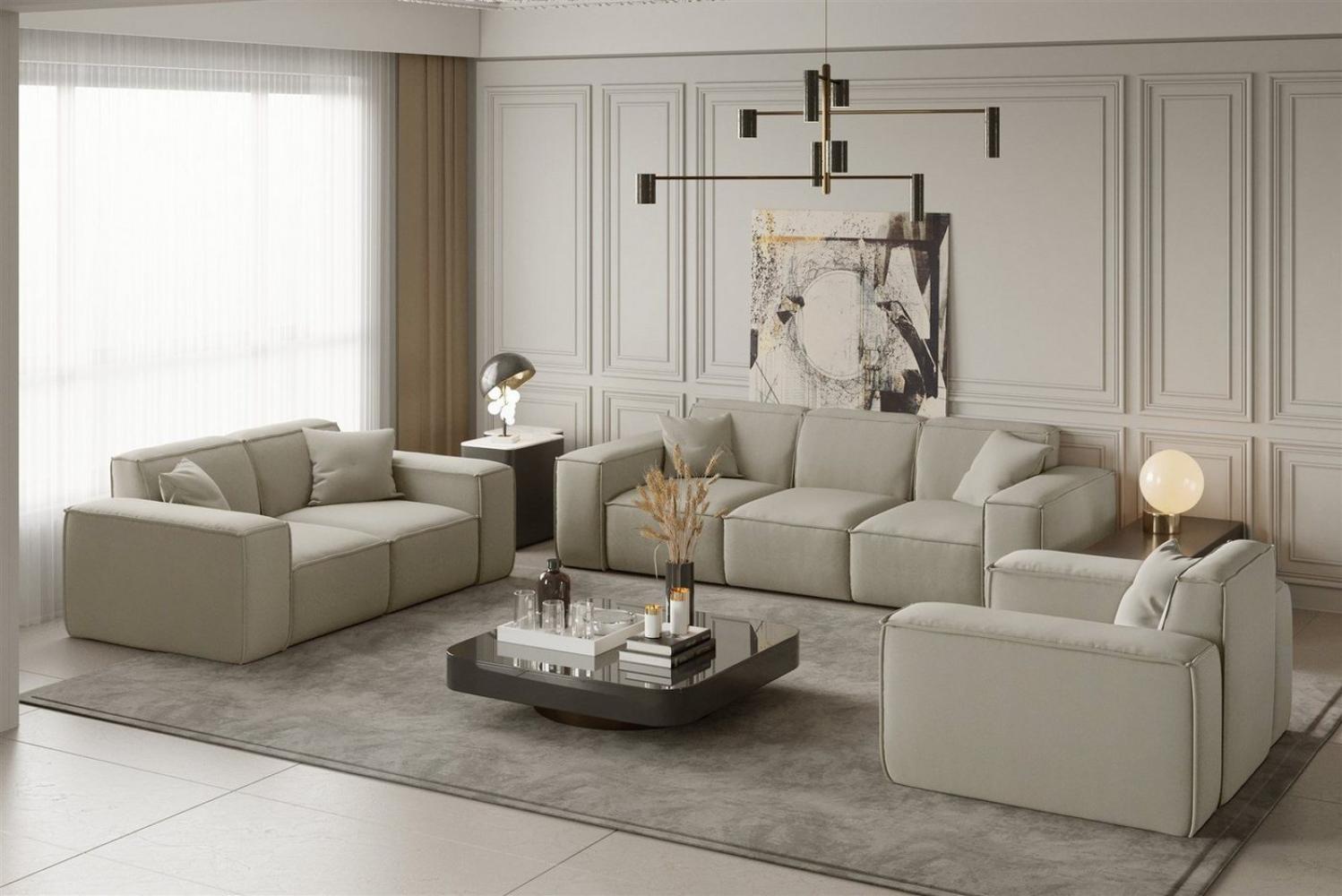 Sofaset Designersofa CELES 3-2-1 in Stoff Opera Velvet Creme Bild 1