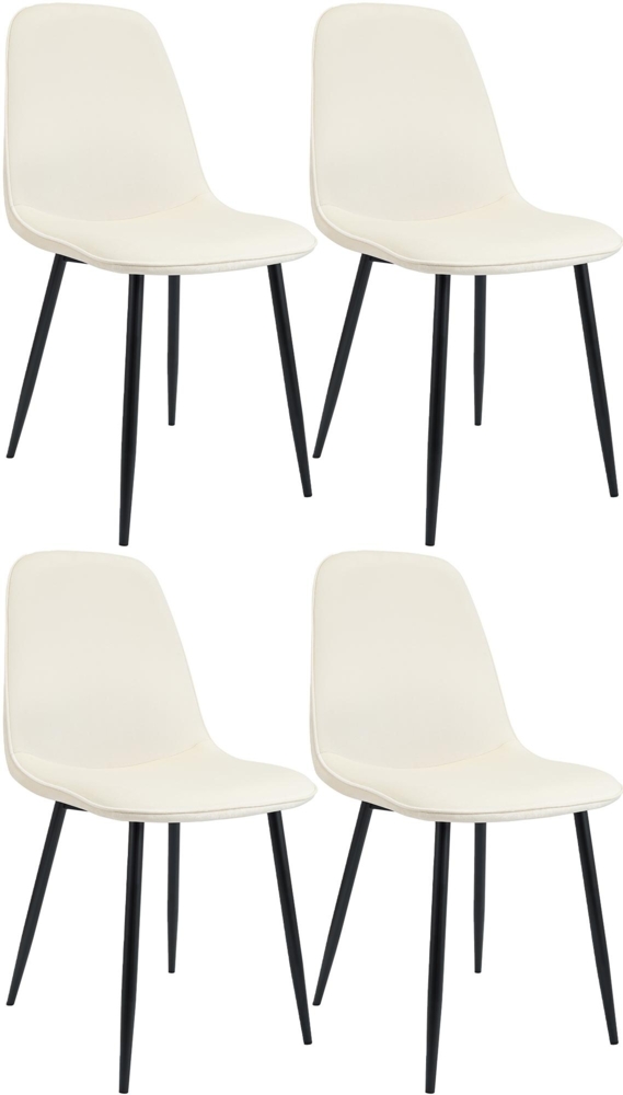 CLP 4er Set Esszimmerstuhl Maryam gepolstert mit Rückenlehne,creme Samt Bild 1