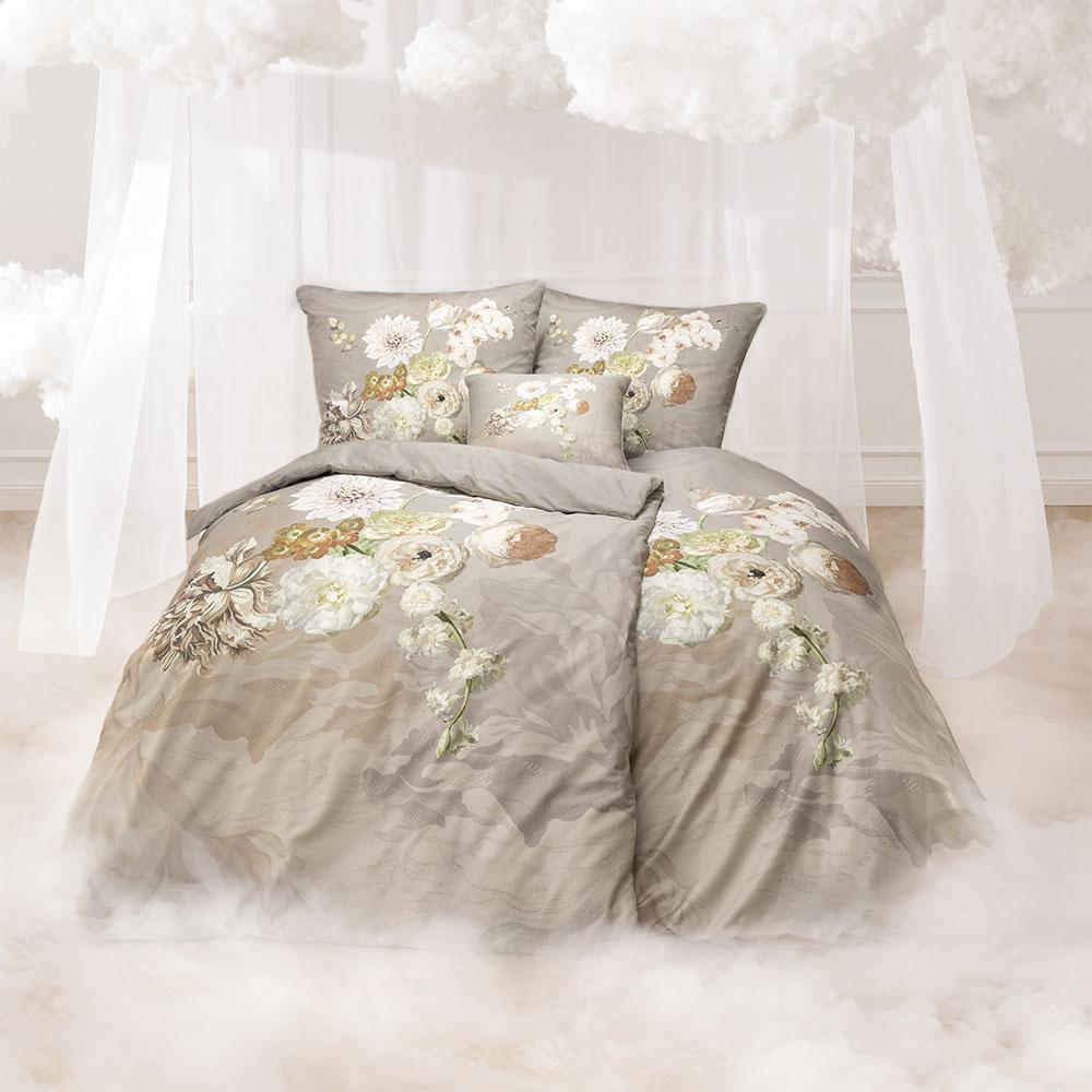 Estella Mako-Satin Traumstoff Bettwäsche 155x220 Danika Blüten nougat 4026-340 Bild 1