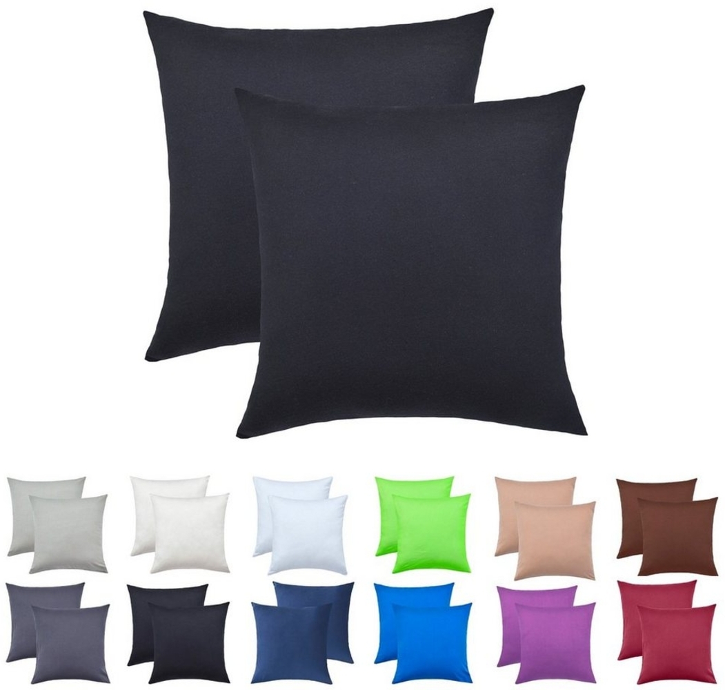 NatureMark Kissenbezüge 2er Pack Jersey Kissenbezug Kissenhülle, (2 Stück), Kissenhülle in vielen Größen und Farben (40x40 cm, Schwarz) Bild 1