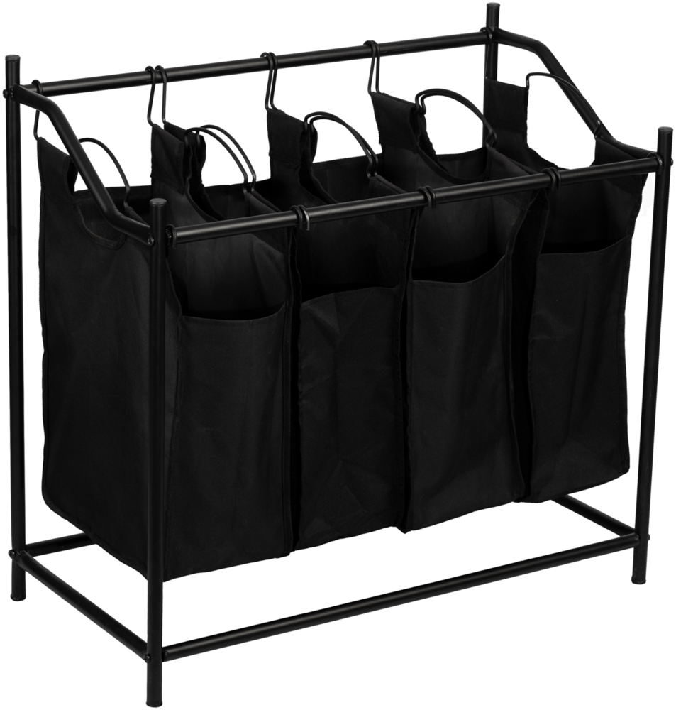 Wäschesammler Vamdrup mit 4 Wäschetaschen 18 L Metallgestell Schwarz [en. casa] Bild 1