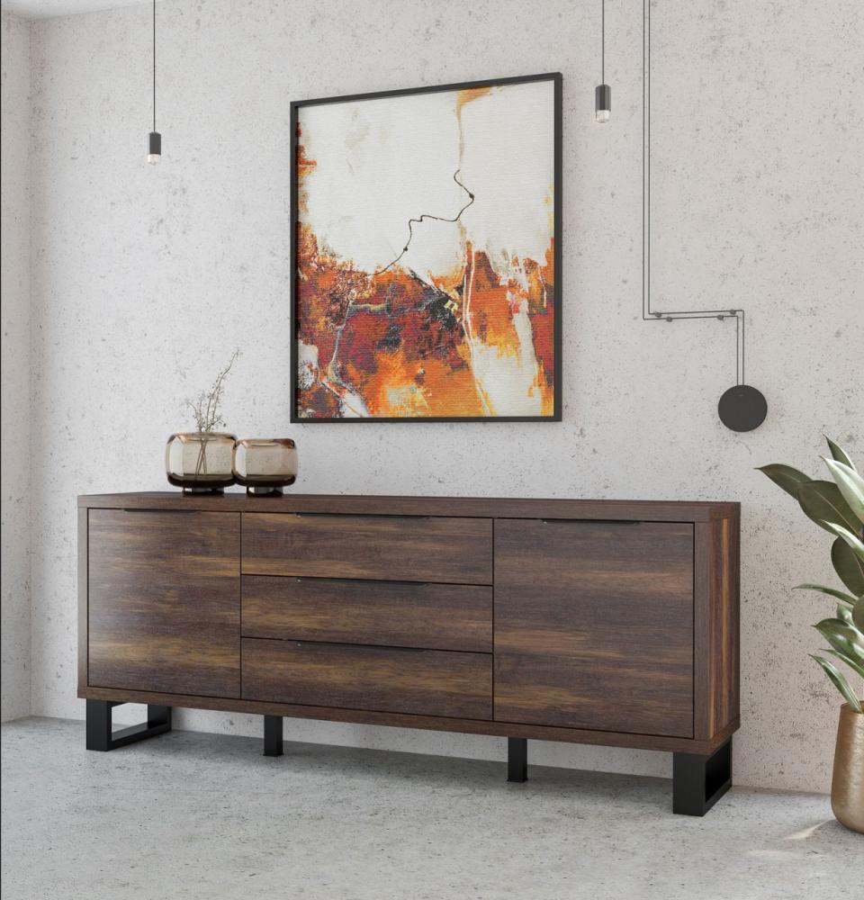 Sideboard "Halle" Kommode 201cm Wallace Eiche schwarz 2-türig Bild 1