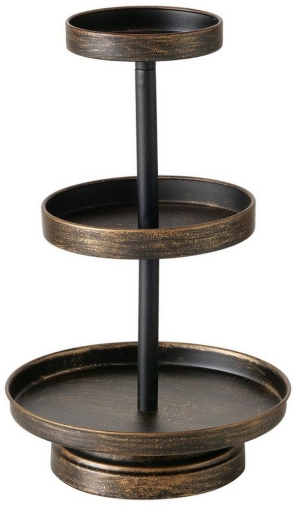 BOLTZE GRUPPE GmbH Dekoetagere Etagere Prego Metall Antikgold Schwarz 3-stöckig (1 St) Bild 1
