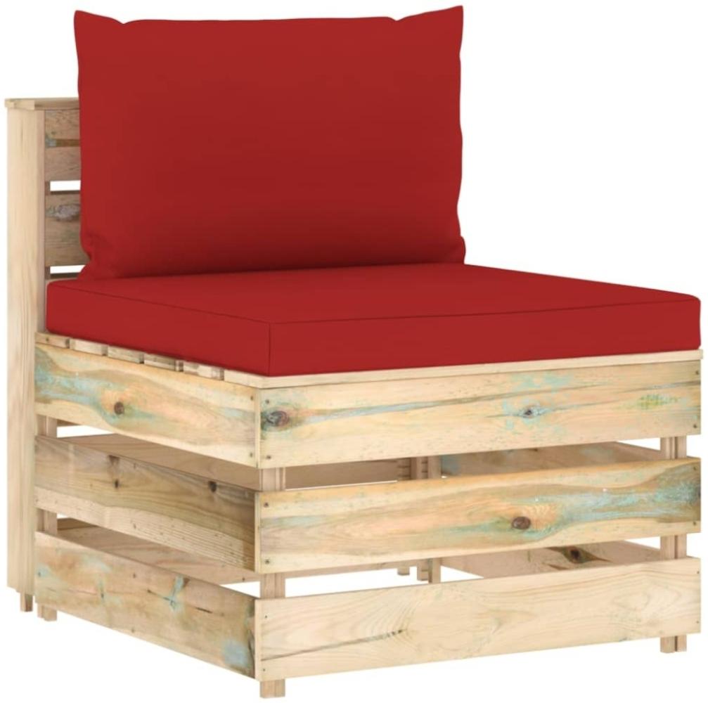 Modulares Mittelsofa mit Kissen Grün Imprägniertes Holz Bild 1