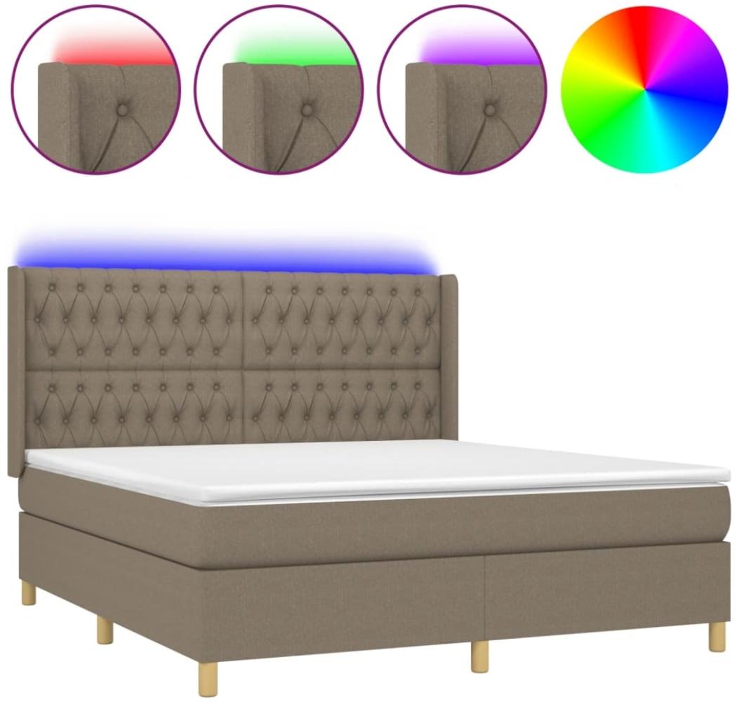 vidaXL Boxspringbett mit Matratze & LED Taupe 180x200 cm Stoff 3139137 Bild 1