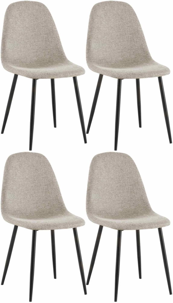 CLP 4er Set Esszimmerstühle Napier gepolstert bis 150 kg belastbar,creme Stoff Bild 1