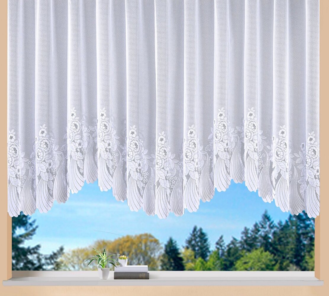Weckbrodt Bogenstore Savannah, Kräuselband (1 St), halbtransparent, Jacquard, Jacquard, Bogenstore, halbtransparent, Bordüre, Kante, floral, Store Bild 1