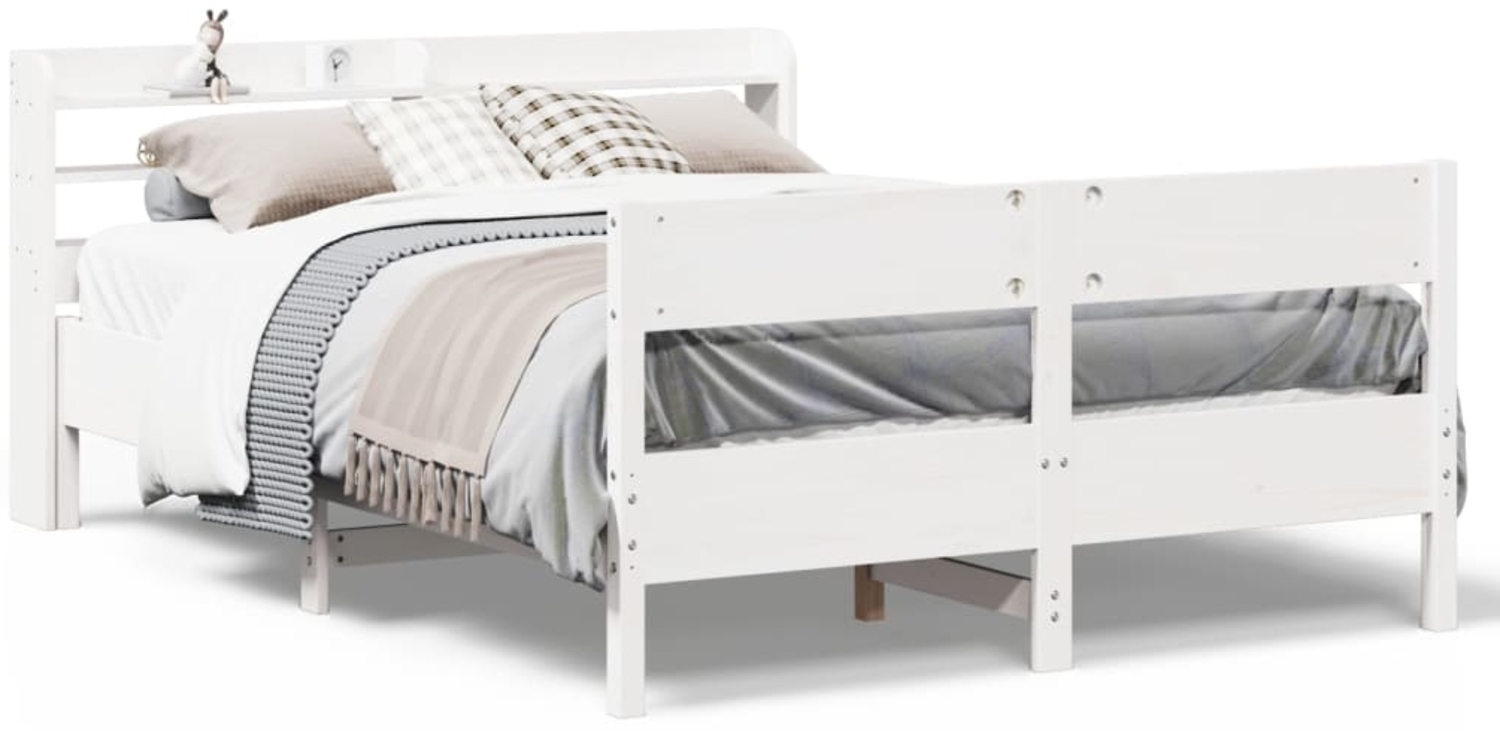 vidaXL Massivholzbett ohne Matratze Weiß 120x190 cm Kiefernholz 3306946 Bild 1