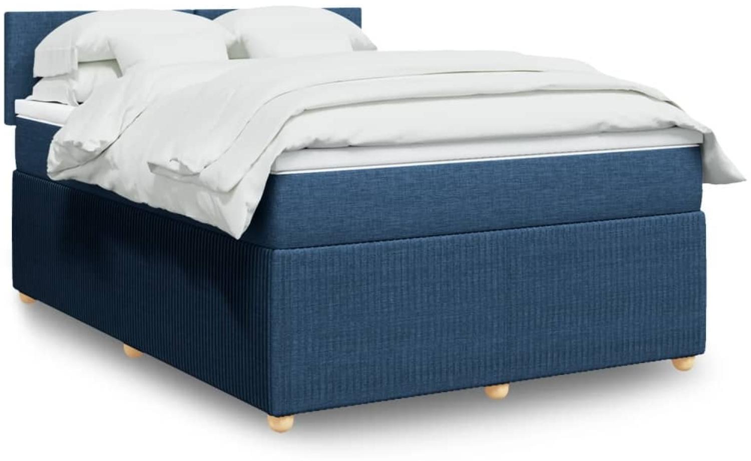 vidaXL Boxspringbett mit Matratze Blau 140x200 cm Stoff 3289778 Bild 1