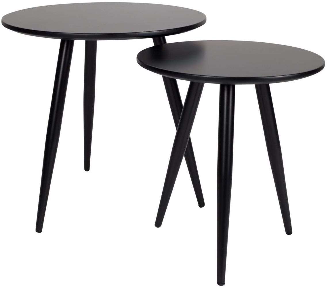 WHITE LABEL LIVING Beistelltisch Set Daven Rund Schwarz (2er-Set) Bild 1