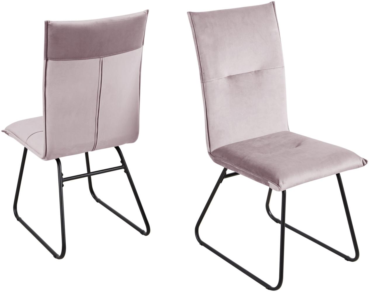 Reality Stuhl Arona Samt, Gestell sw Samtstoff rosé, legere Polsterung, 47x64 cm (BxT) Bild 1